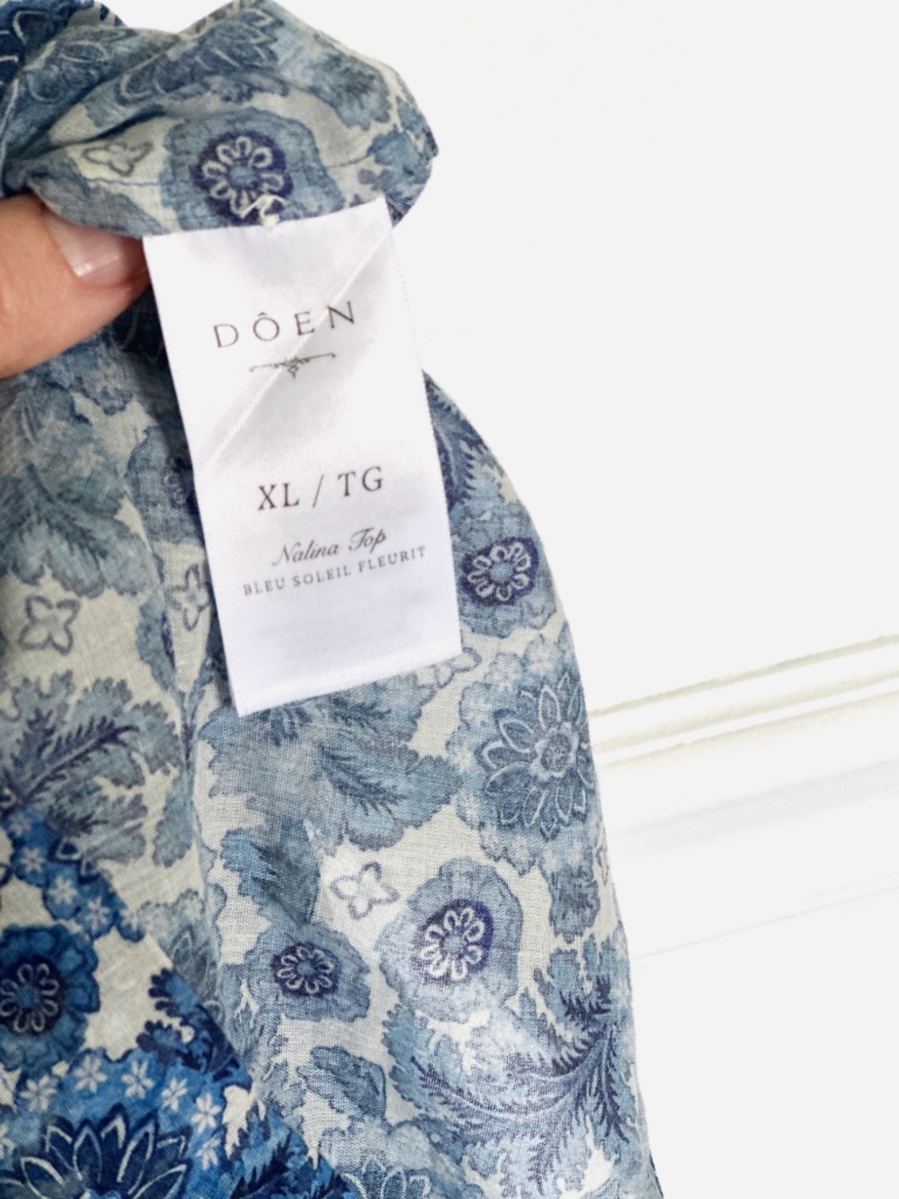 NWT DÔEN Nalina Blue Floral Cotton Tank XL - Picture 4 of 4
